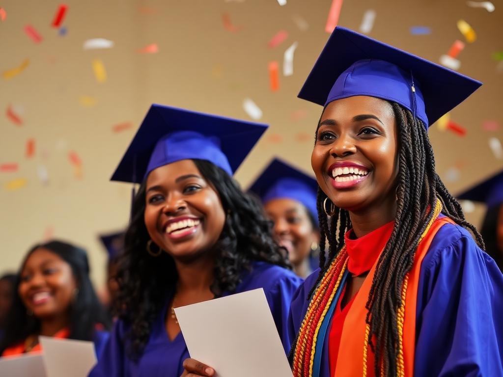 Women celebrating graduation achievement